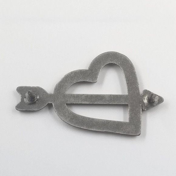 Just Cavalli by Roberto Cavalli Open Heart Arrow Rhinestone Silver Tone Pin - Picture 5 of 5